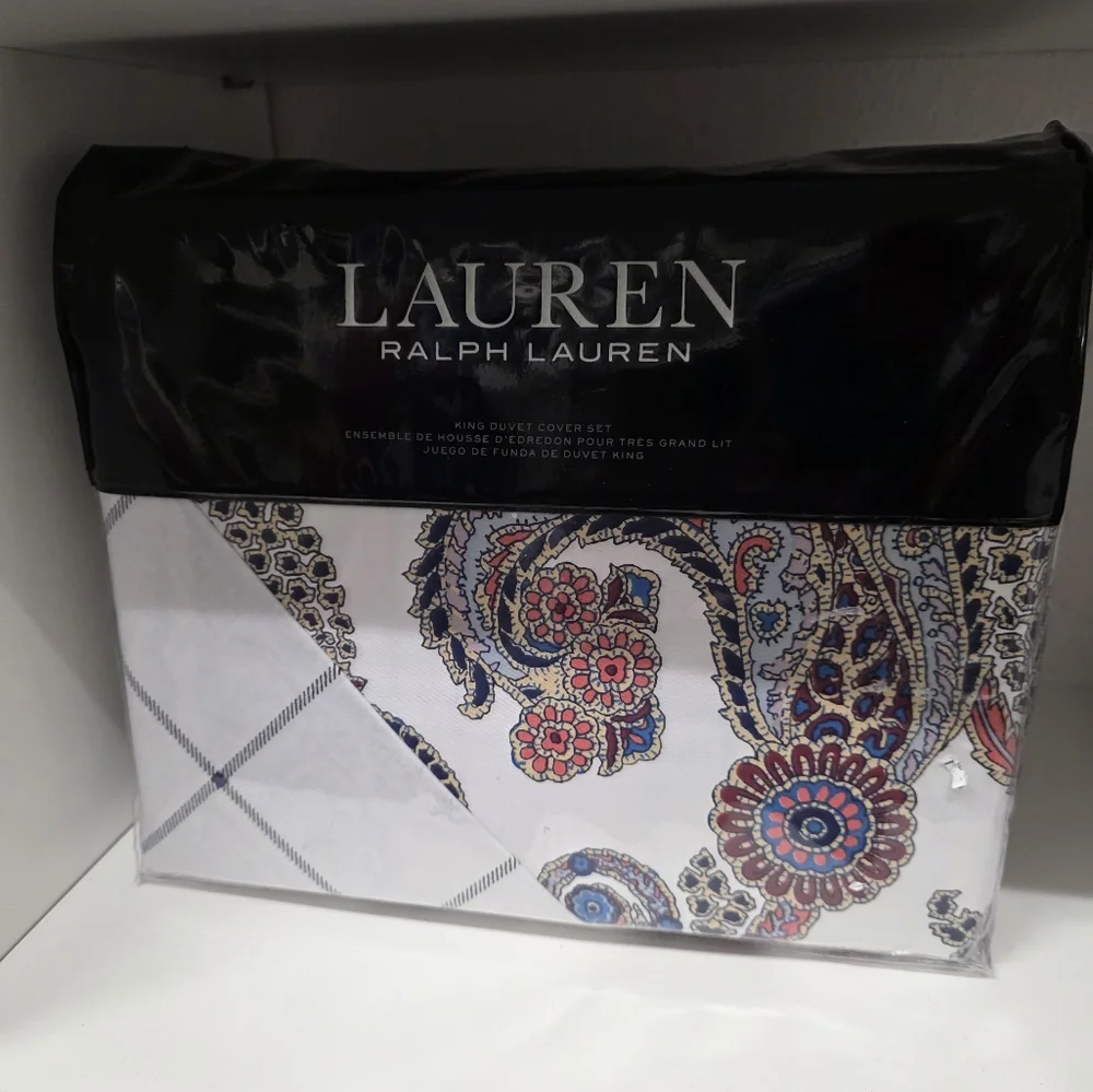NWT - Ralph Lauren Carter Paisley 3piece KING Duvet Cover Set with Shams